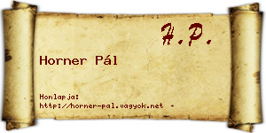 Horner Pál névjegykártya